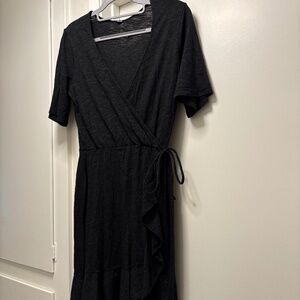 Monrow faux wrap mini dress - soft fleecy fabric - size medium